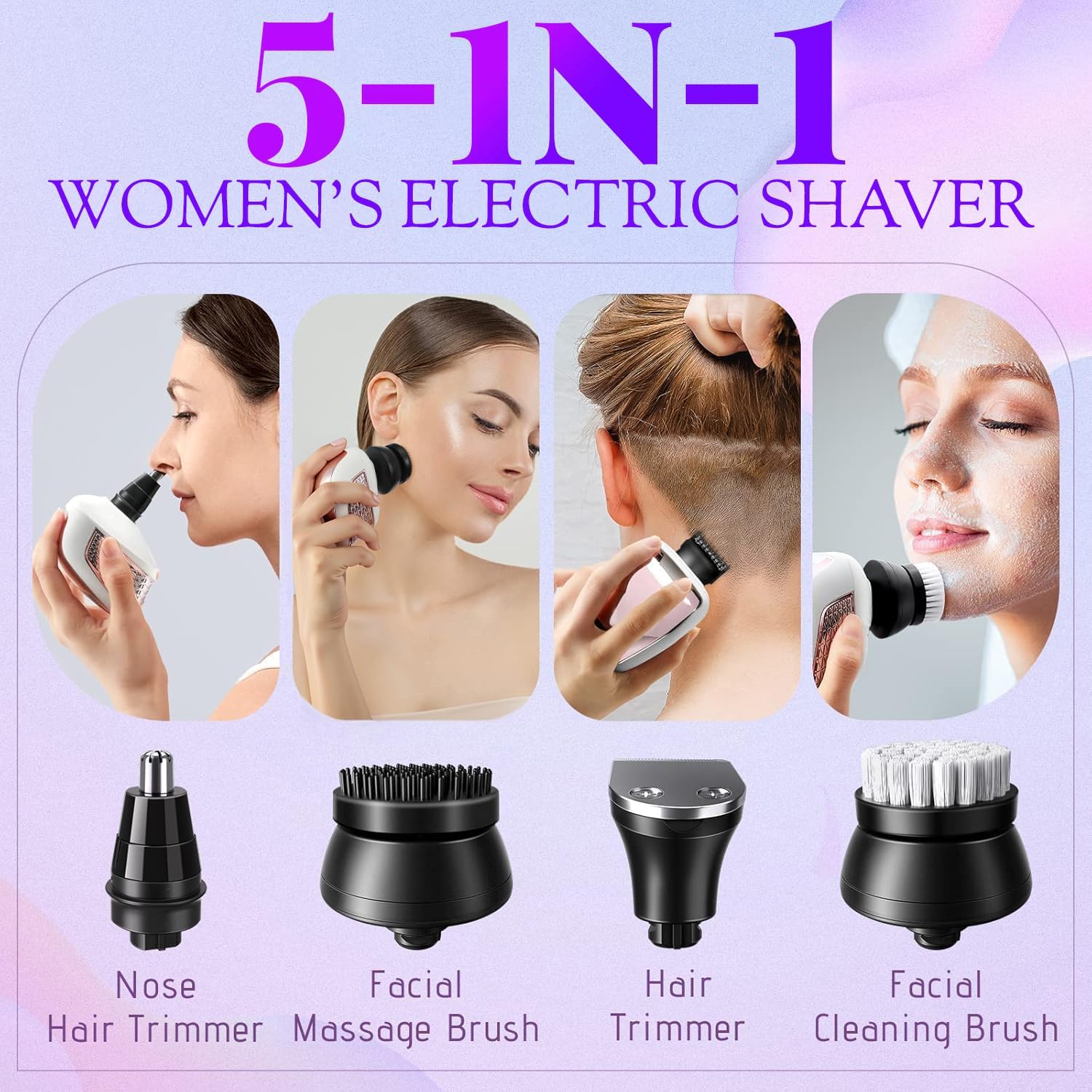 Detalle 2 de 60% Off 5-in-1 Electric Razors for Women Legs with 7D Head and IPX6 Waterproofing
