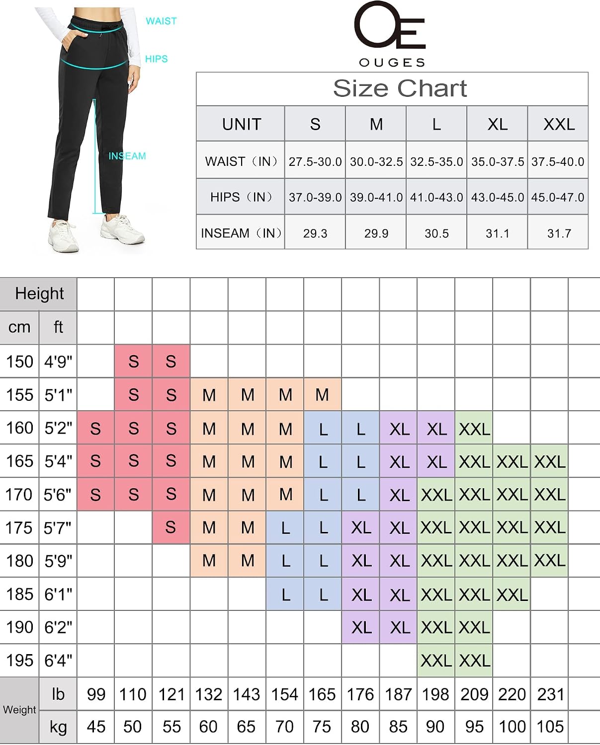 Thumbnail 5 de OUGES Womens Cotton Open Bottom Joggers