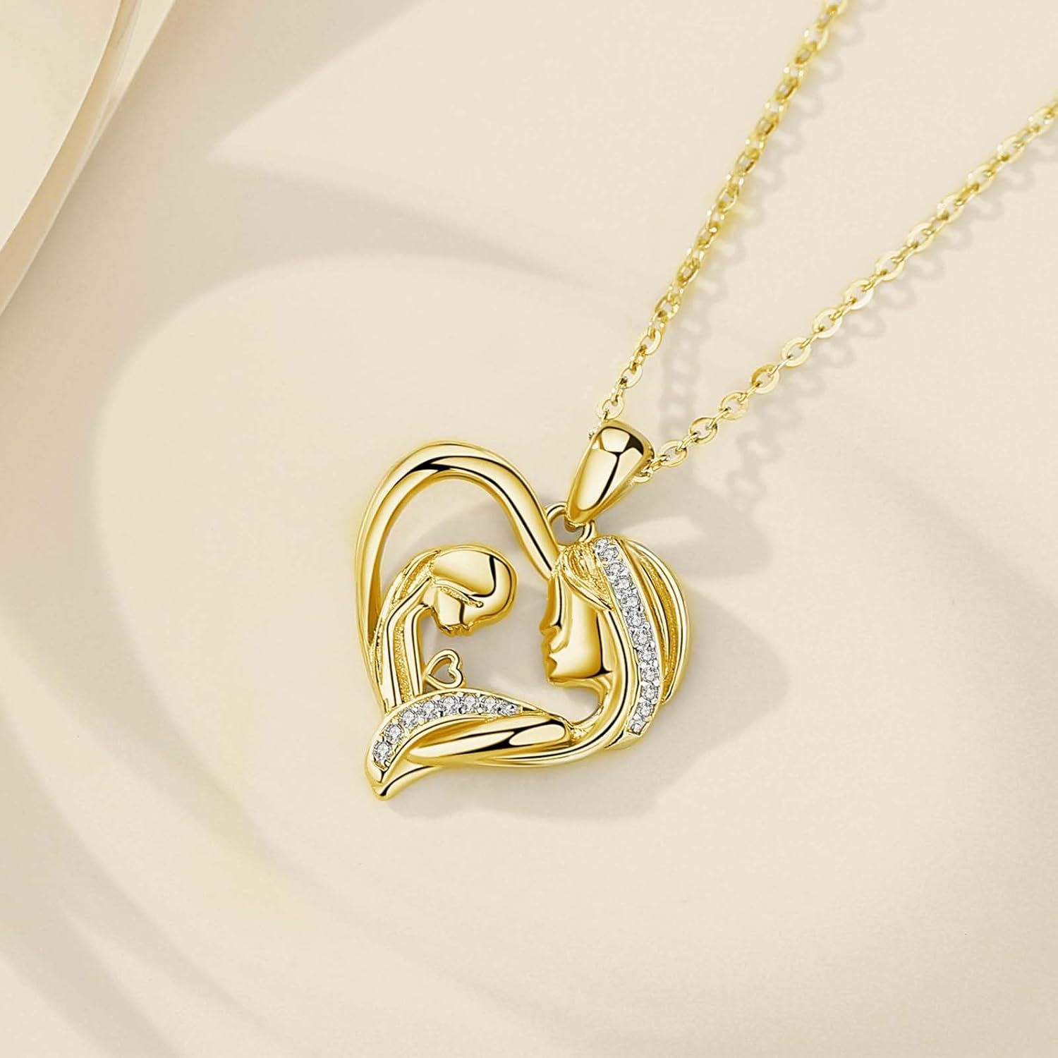 Thumbnail 2 de INFUSEU Herzform Halskette mit Mutter- und Kind-Anhänger – Sterlingsilber, liebevolles Geschenk für Mama