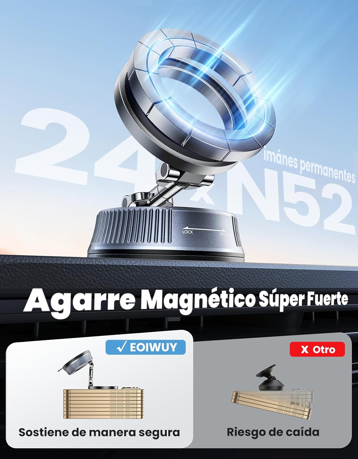 Detalle de EOIWUY soporte magnético coche MagSafe 360°