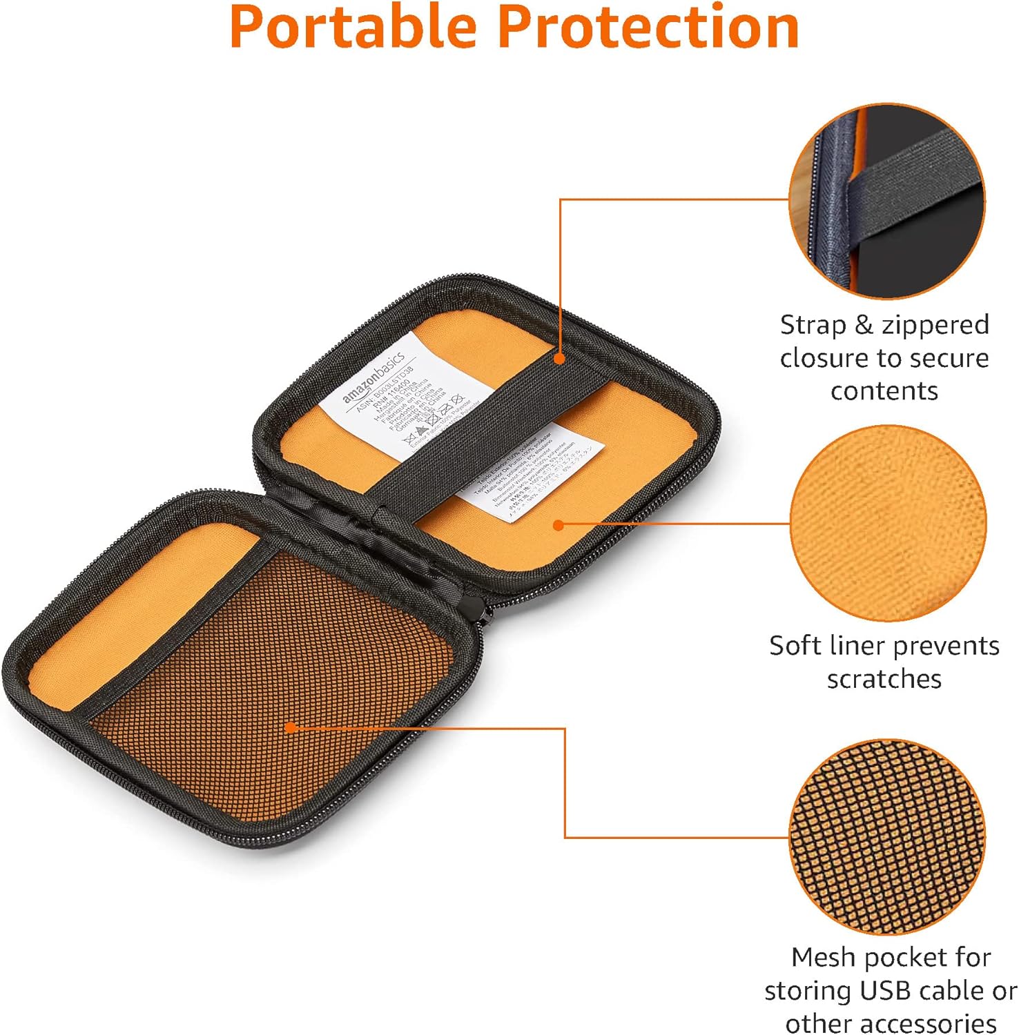 Thumbnail 3 de Amazon Basics External Hard Drive Case (Black) for Medium to Large Portable Drives