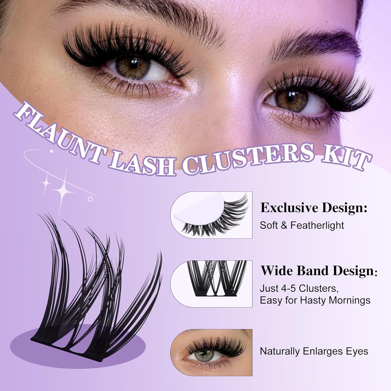 Detalle de B&Q Flora Lash Clusters Kit Flaunt Lash Clusters (D-Curl) DIY Lash Extension Clusters Kit