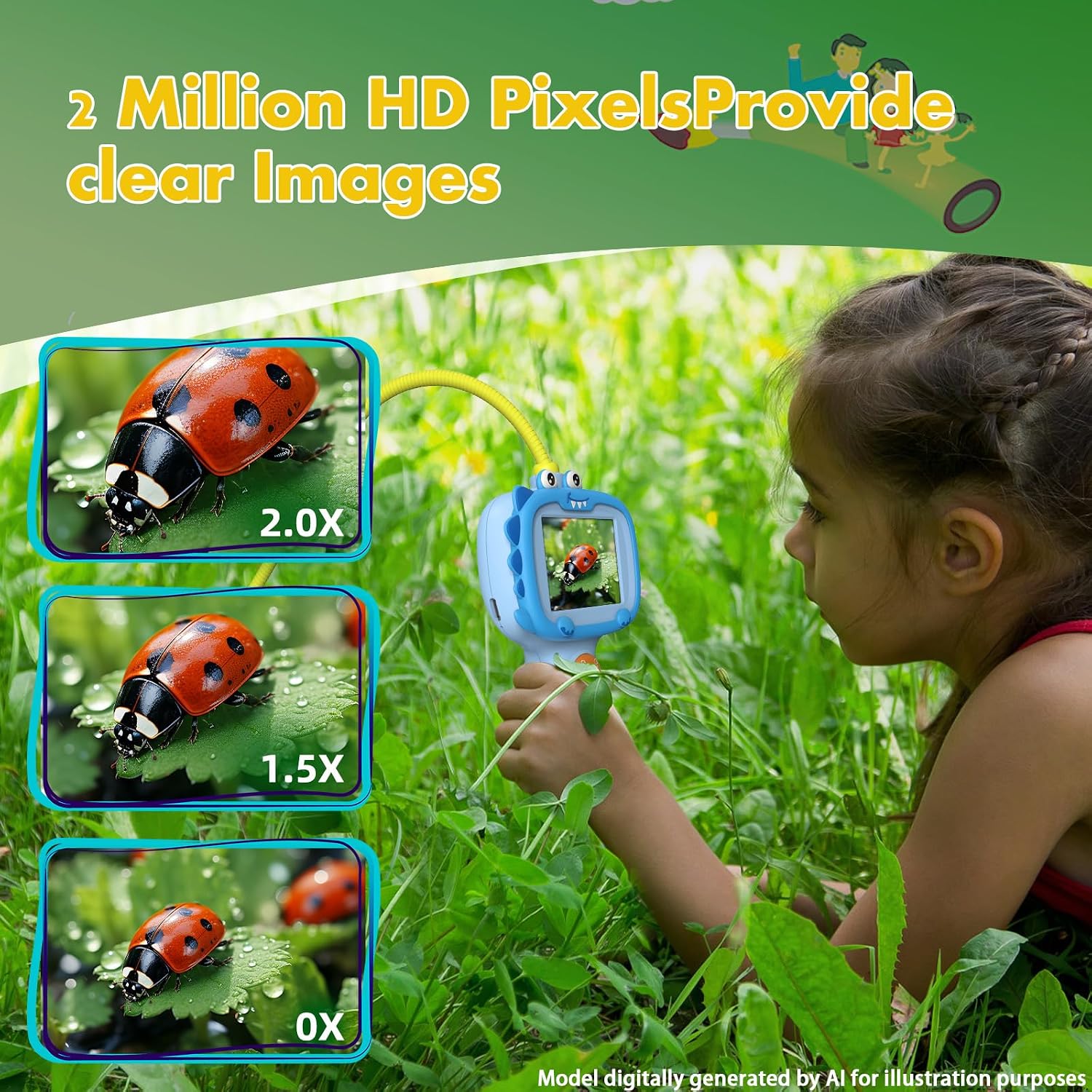 Detalle de Daxiongmao Kids Borescope Camera with 2.4-Inch Screen, 8 LEDs and 2.6-Foot Flexible Tube