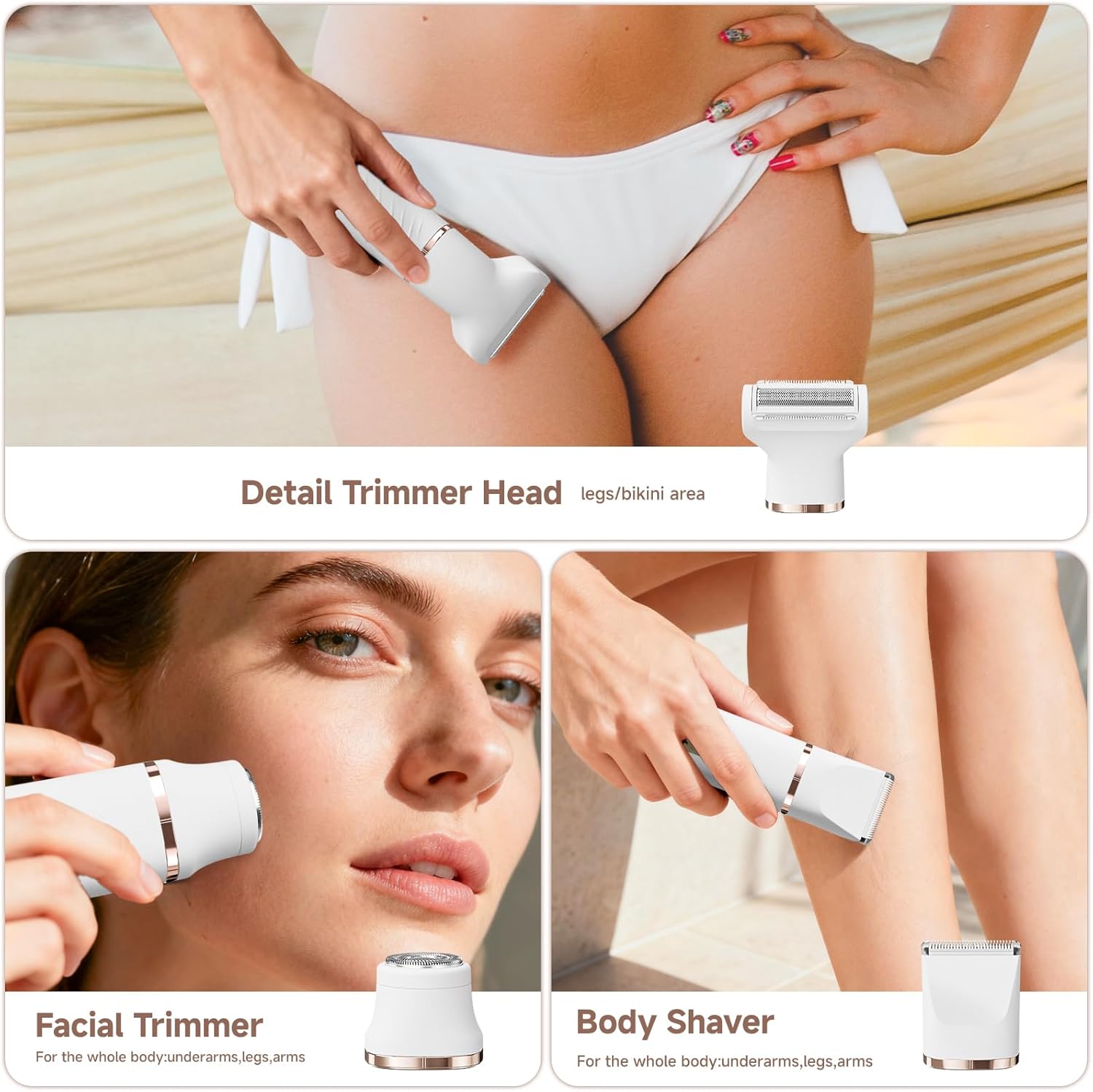 Thumbnail 4 de Tiovara 3-in-1 Lady Shaver for Women — Painless Electric Razor with IPX7 Waterproof Design