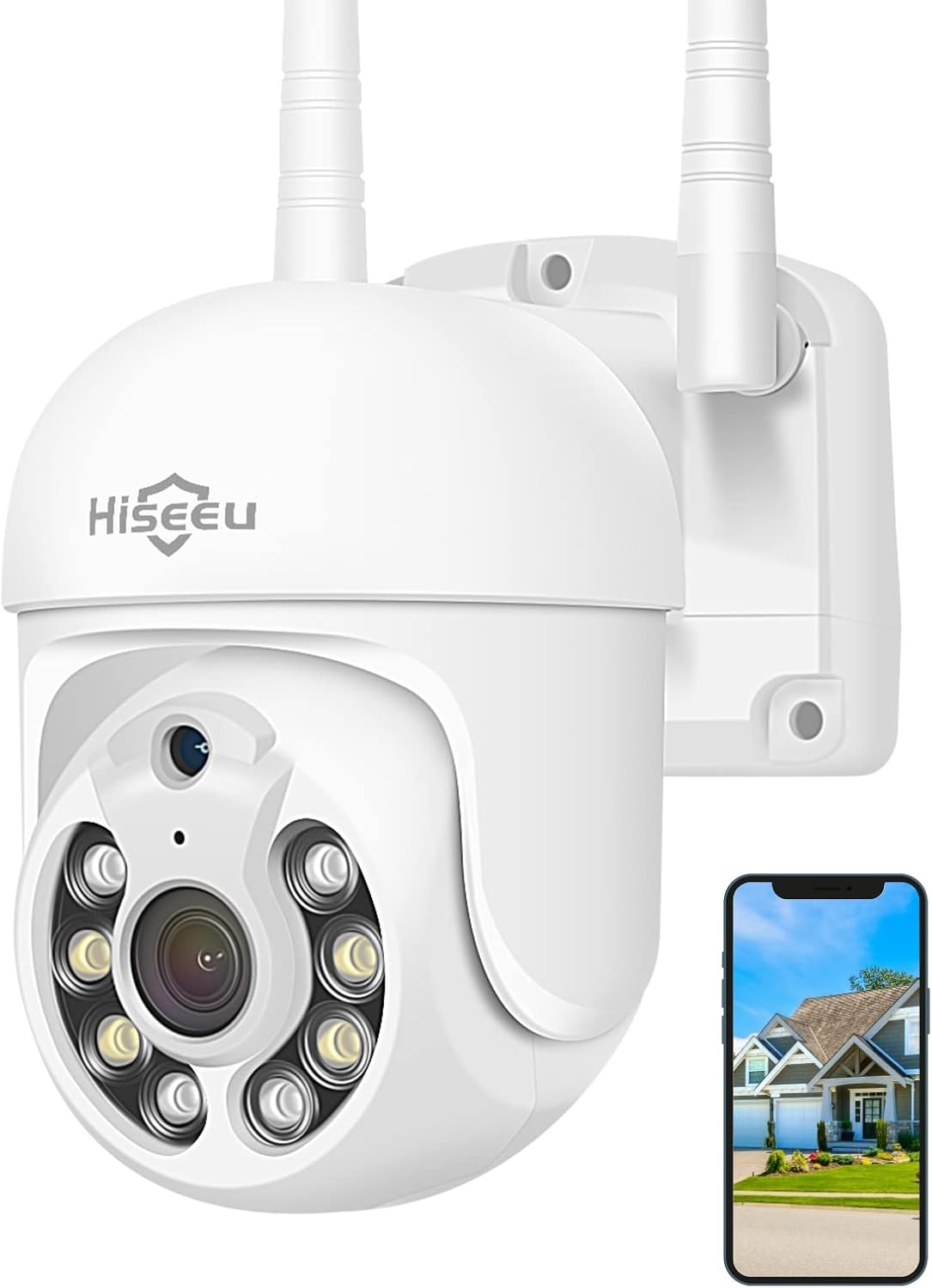 Detalle de Hiseeu 5MP 3K Telecamera Wi-Fi Esterno PTZ 360° con Visione Notturna a Colori e Audio Bidirezionale