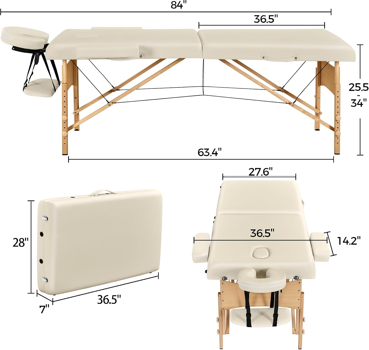 Detalle 2 de Yaheetech YTauet0001001 Folding Massage Table, 28-Inch Wide, Height-Adjustable
