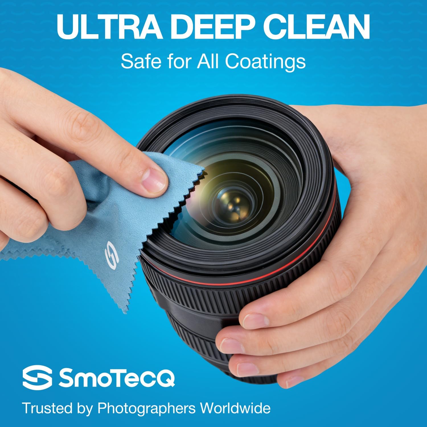 Detalle de SmoTecQ Glasses Cleaner Kit: Alcohol-Free, Plant-Based Spray + Ultra-Soft Cloths (2x 2oz, 2 Cloths, Travel Pouch)