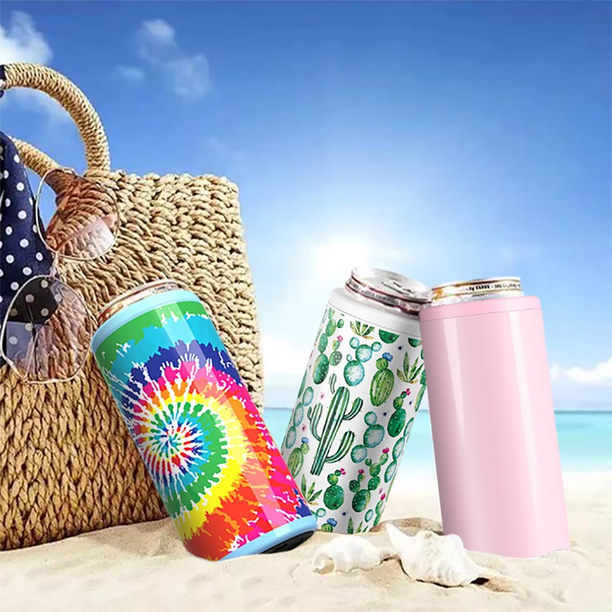 Thumbnail 4 de TILUCK Skinny Can Cooler - Stainless Steel Insulated Slim Cans, 12 oz (Glitter Blush)
