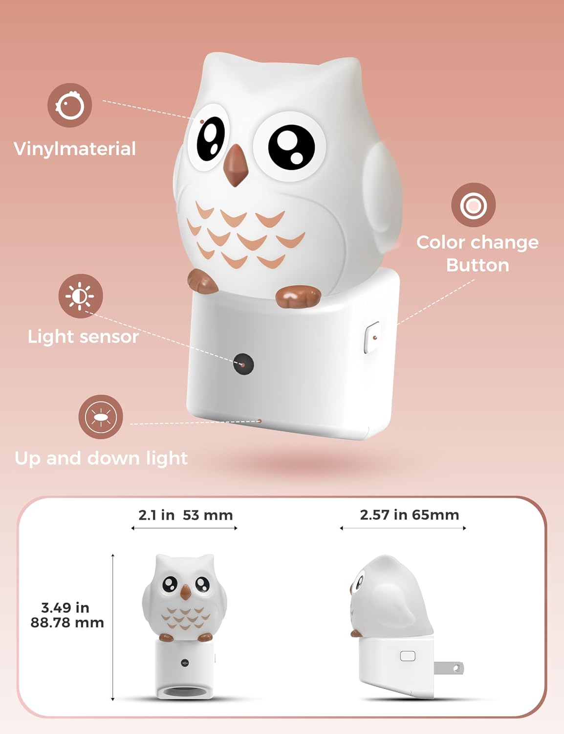 Thumbnail 6 de L LOHAS LED GY15809OWUS 3D Owl Plug-In Night Light with RGB Modes