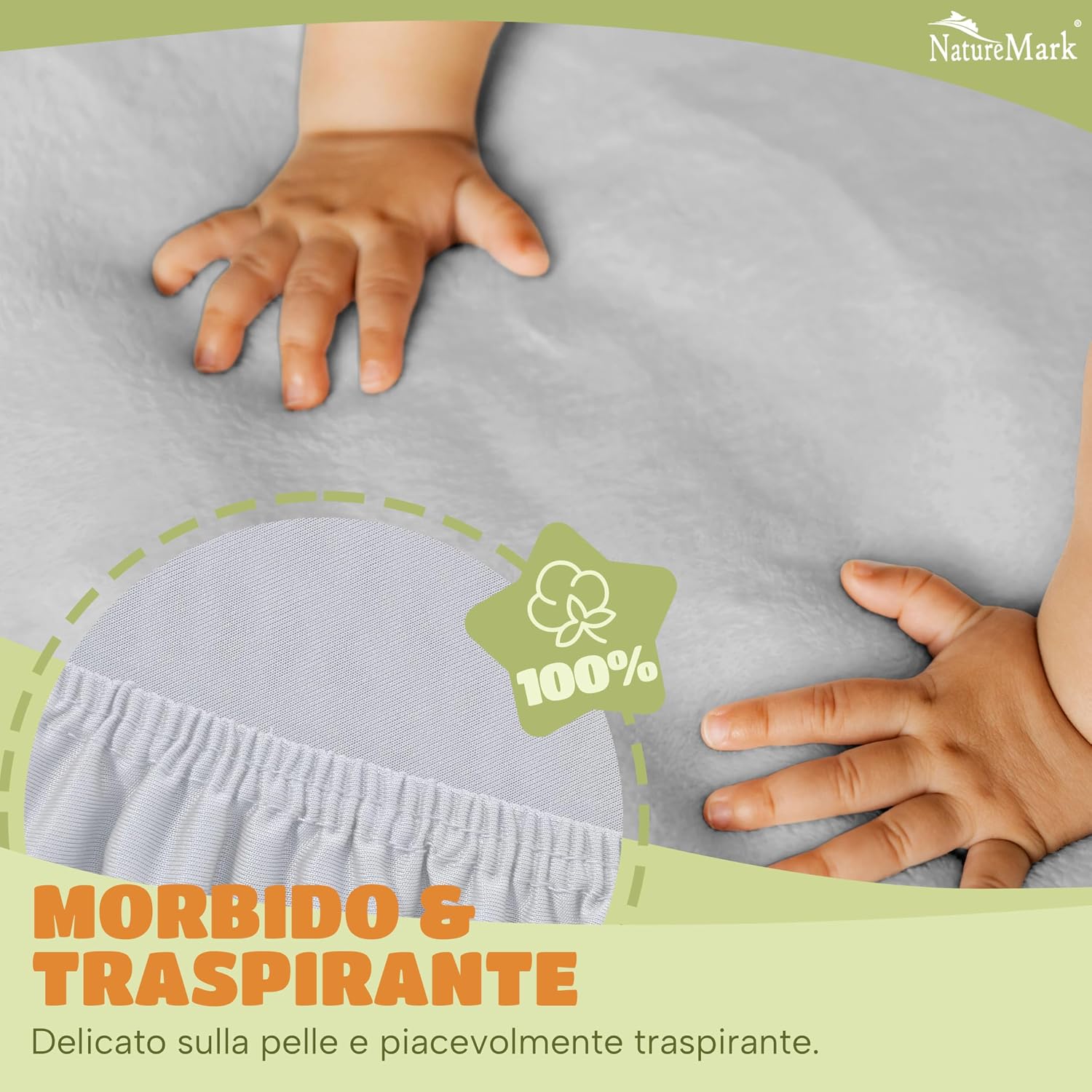 Thumbnail 4 de NatureMark Lenzuolo con angoli elasticizzati per bambini 70x140 cm (set da 2) in jersey di cotone, colore argento grigio