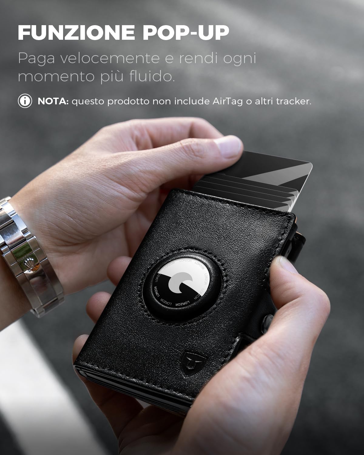 Detalle 2 de LORZOR Portafoglio Airtag Slim 9,6 x 6,5 cm