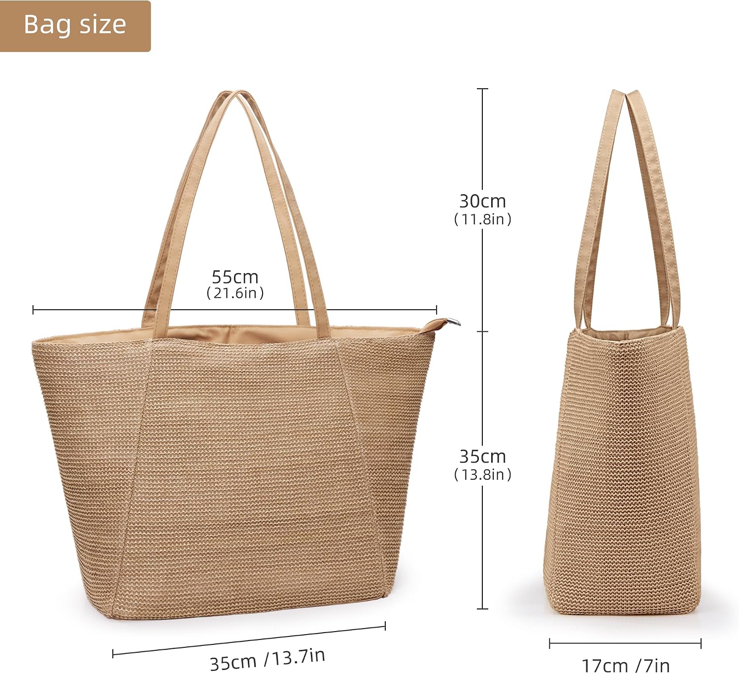 Thumbnail 5 de KALIDI Large Straw Bag: Beach Tote Crafted from Marine Recycled Plastic