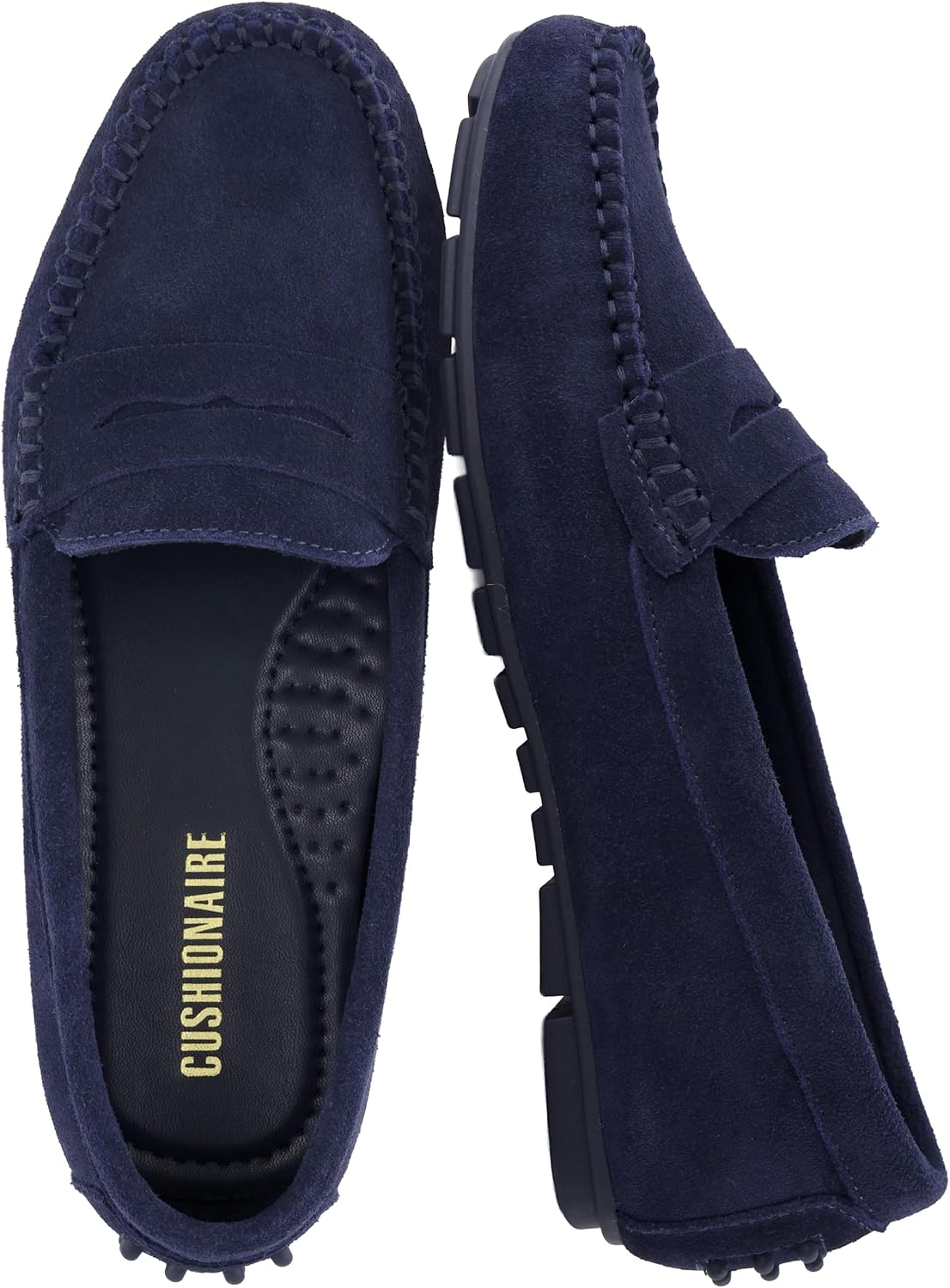 Detalle de CUSHIONAIRE Daley Women's Suede Penny Loafers with Flexible Rubber Outsole