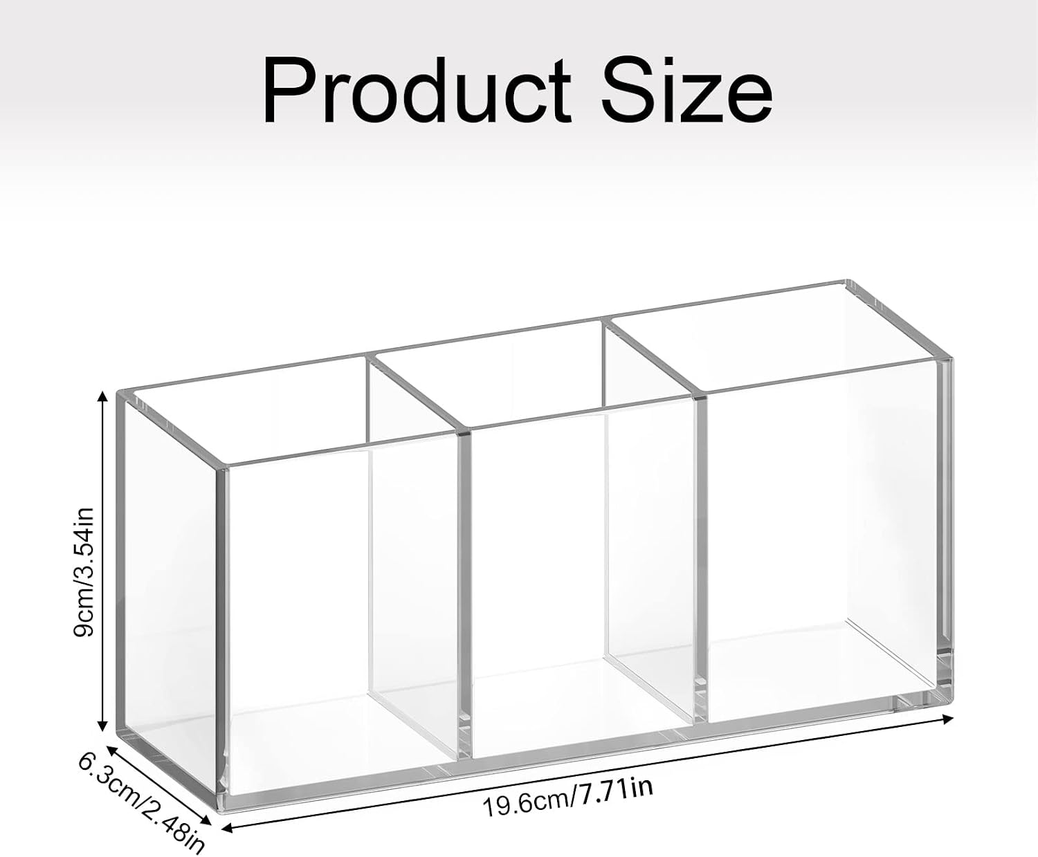Thumbnail 5 de Acrylic Pinselhalter, 3 Fächer – Klarer Schminktisch Organizer