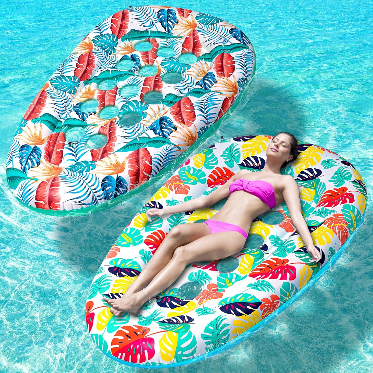 Detalle de 2 Pack Instaywell Extra-Large Pool Floats Lounger for Adults