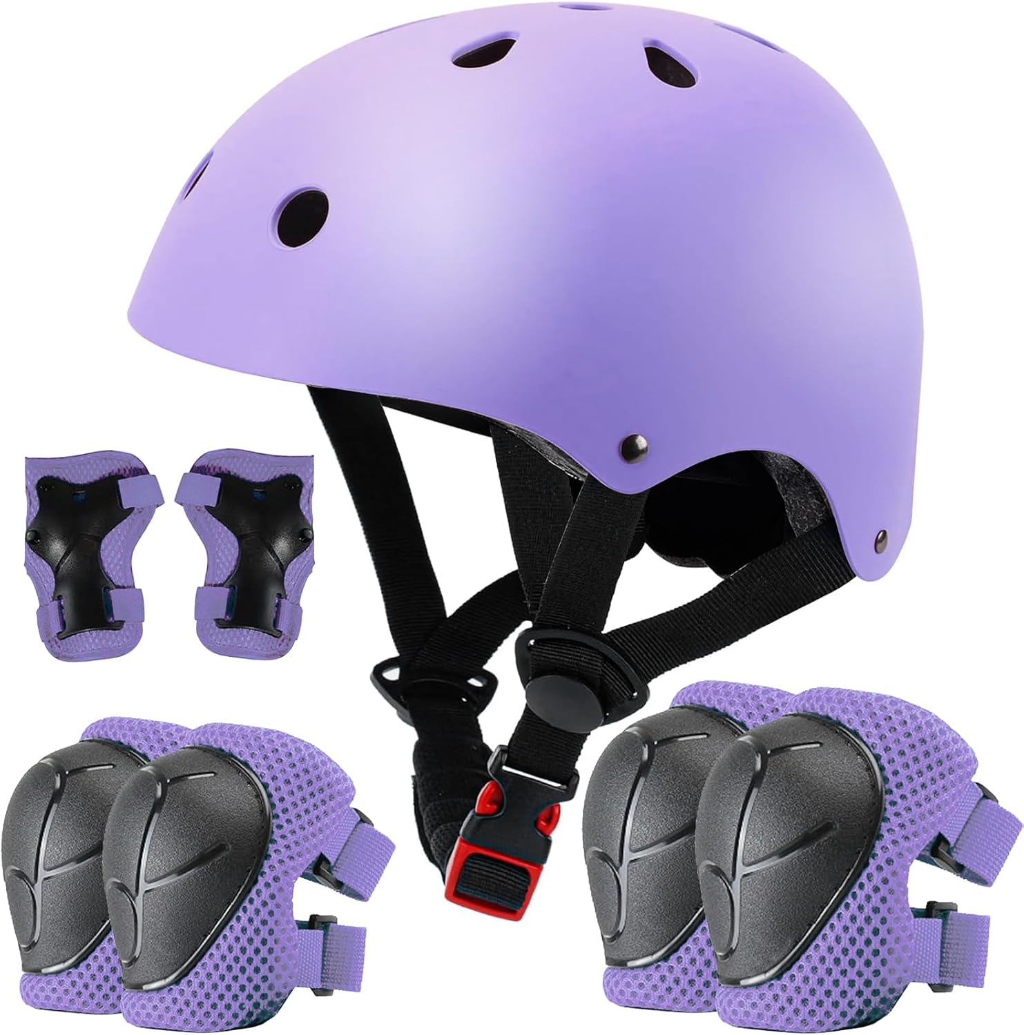 Detalle de Color Gradient Adjustable Kids Bike Helmet 7-in-1 Protective Gear Set
