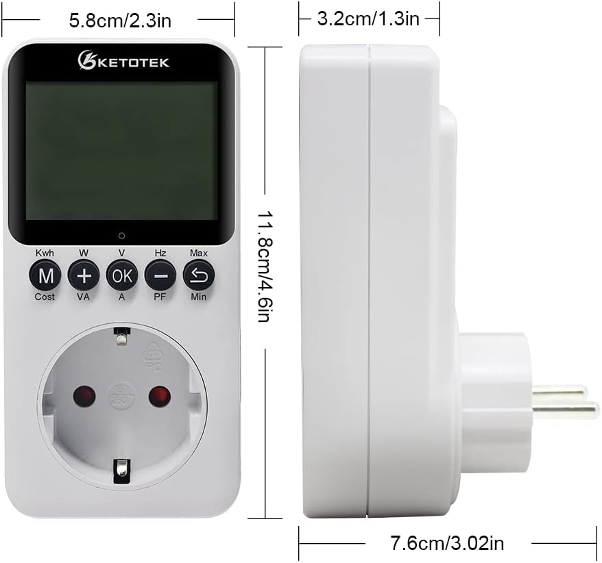 Thumbnail 6 de KETOTEK misuratore consumi elettrici con schermo LCD e presa, potenza fino a 3.680W