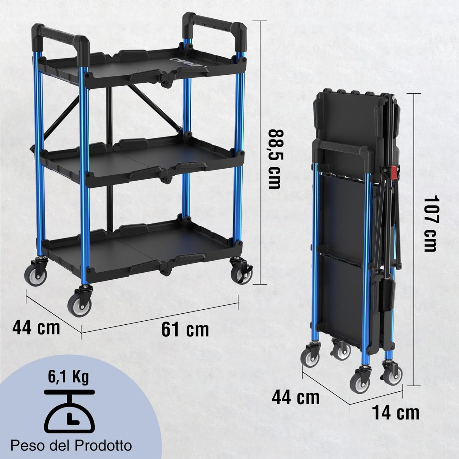 Thumbnail 1 de WORKPRO Carrello pieghevole 3 livelli 32 kg 🛠️