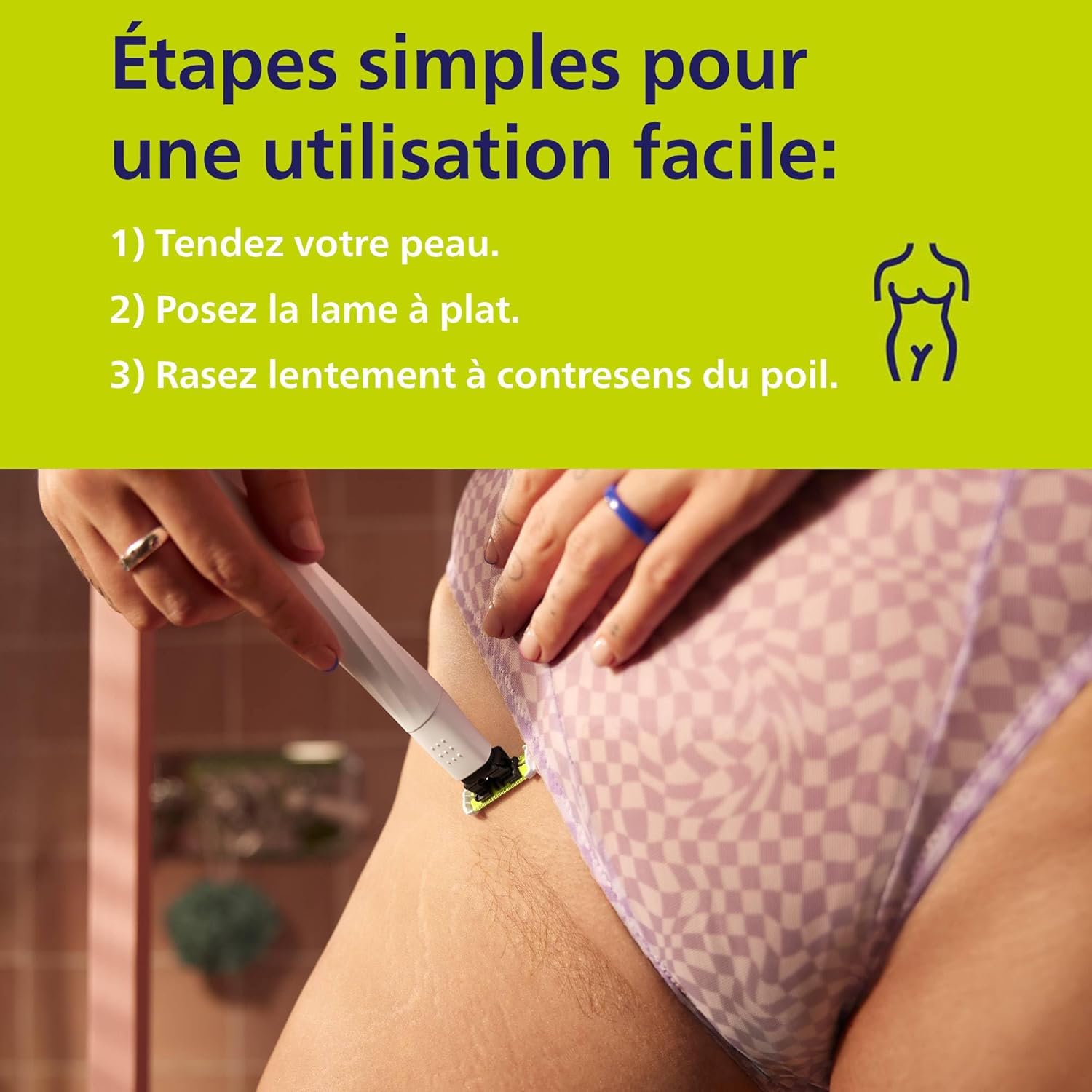 Detalle 2 de Philips OneBlade Intimate QP1924/28 – rasage intime sûr et confortable