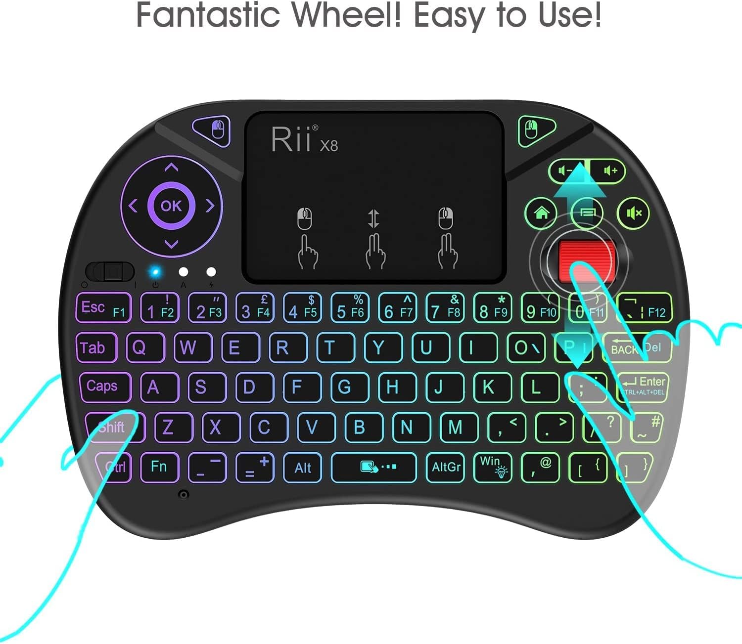 Detalle de Rii X8 2.4GHz Mini Wireless QWERTY Keyboard & Touchpad Mouse Combo