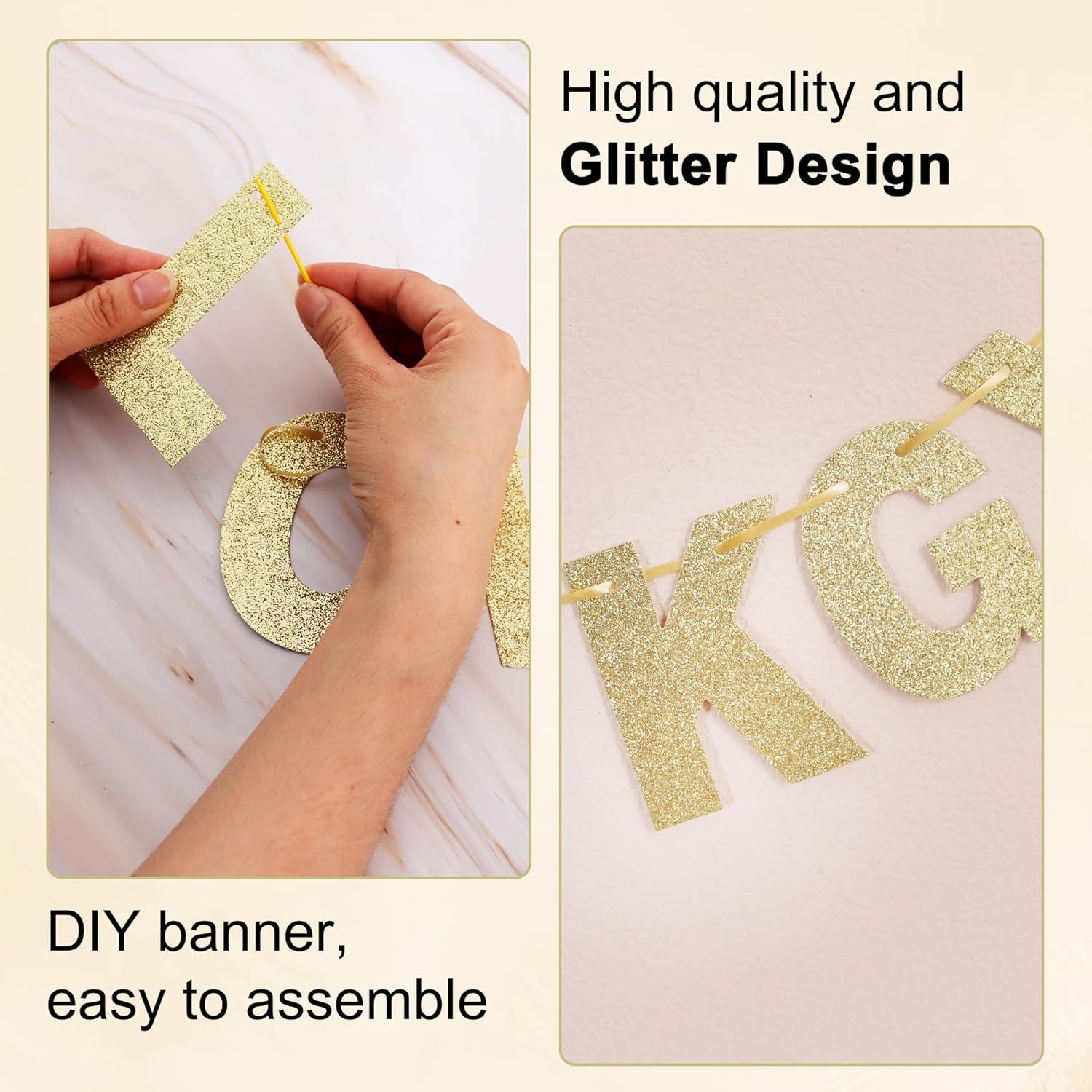 Thumbnail 2 de BEISHIDA 116-Piece A-Z DIY Letter Banner Kit (Champagne Gold)