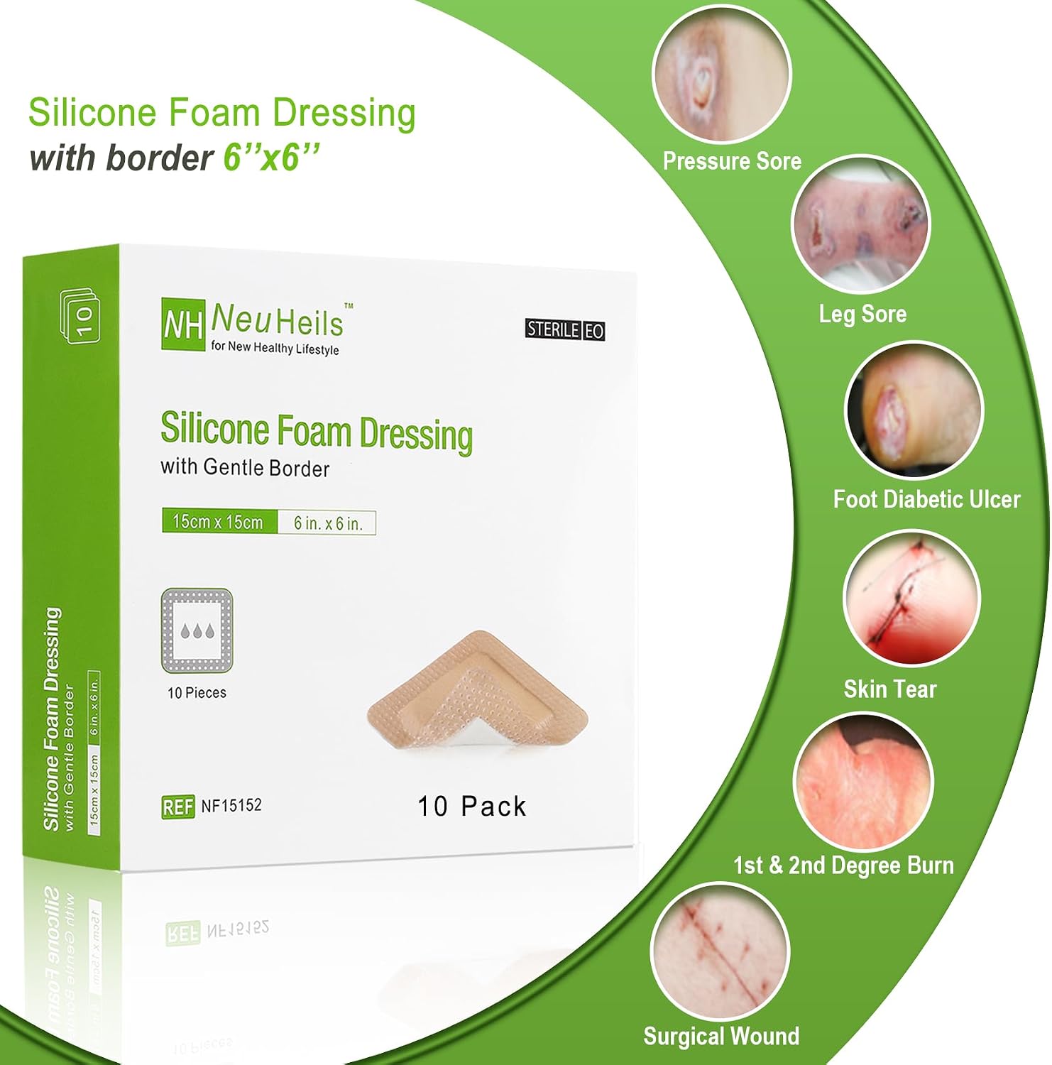 Detalle 2 de Silicone Foam Wound Bandage 6x6, 10 Packs ⚙
