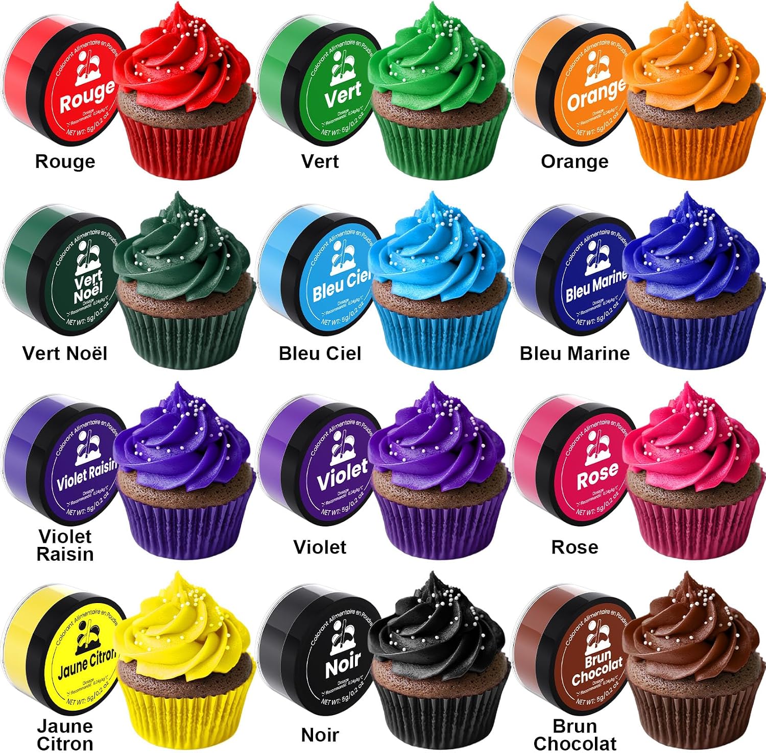 Detalle 2 de Colorant Alimentaire Poudre 12 Couleurs x5g