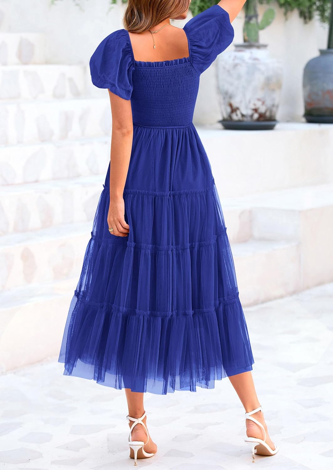 Thumbnail 1 de PRETTYGARDEN Women's Summer Smocked Midi Tulle Dress