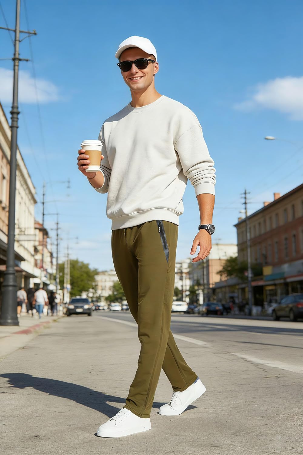 Detalle 2 de ZOXOZ Jogginghose Herren Slim Fit - Trainingshose aus Baumwolle mit Reißverschluss-Taschen