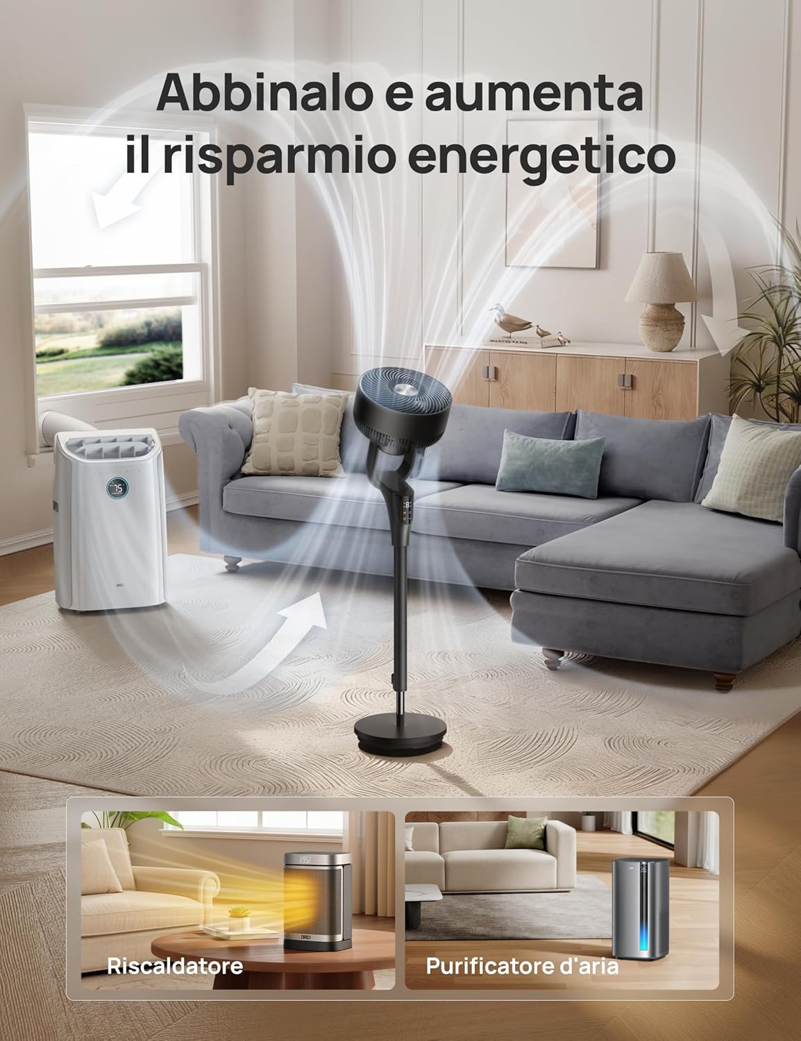 Thumbnail 6 de Dreo Ventilatore a piantana silenzioso per camera da letto con oscillazione 90° e timer 8H