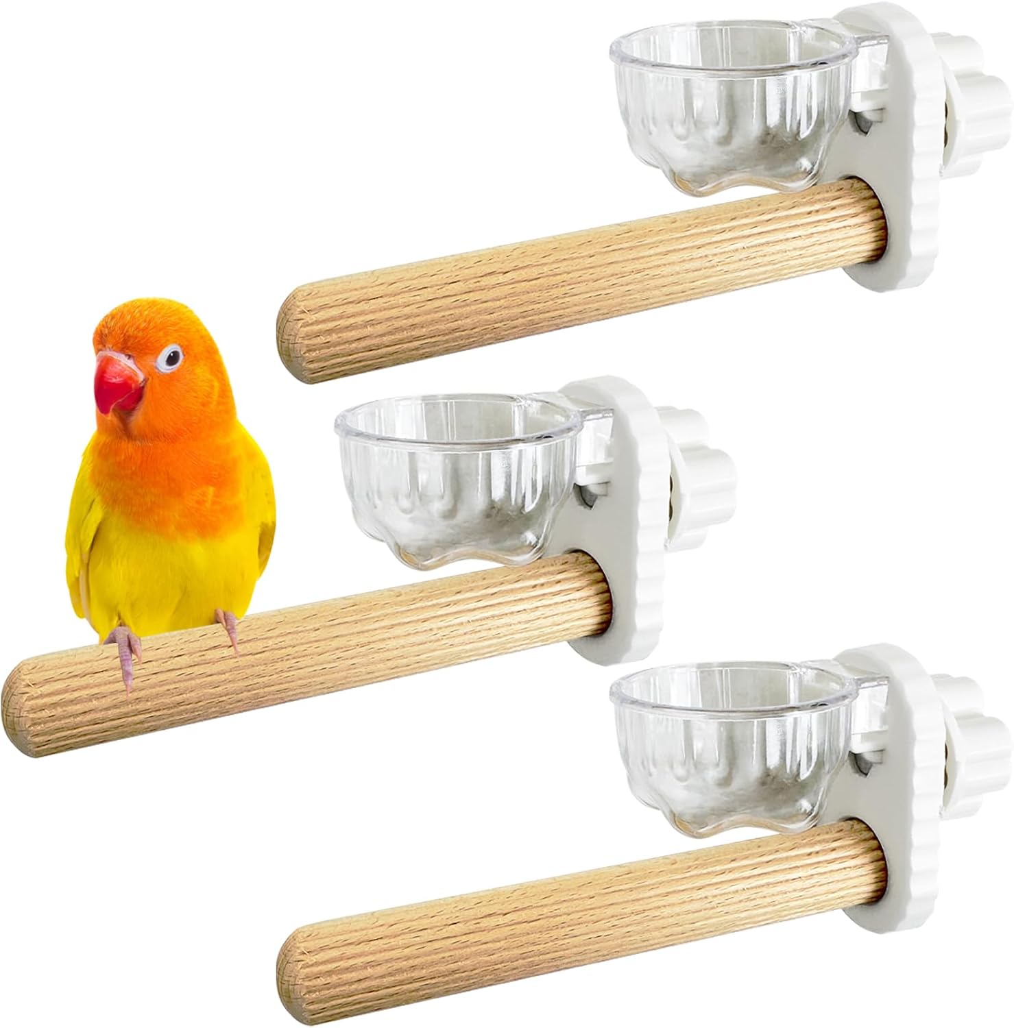 Detalle de Kathson Wooden Bird Perch with Feeder