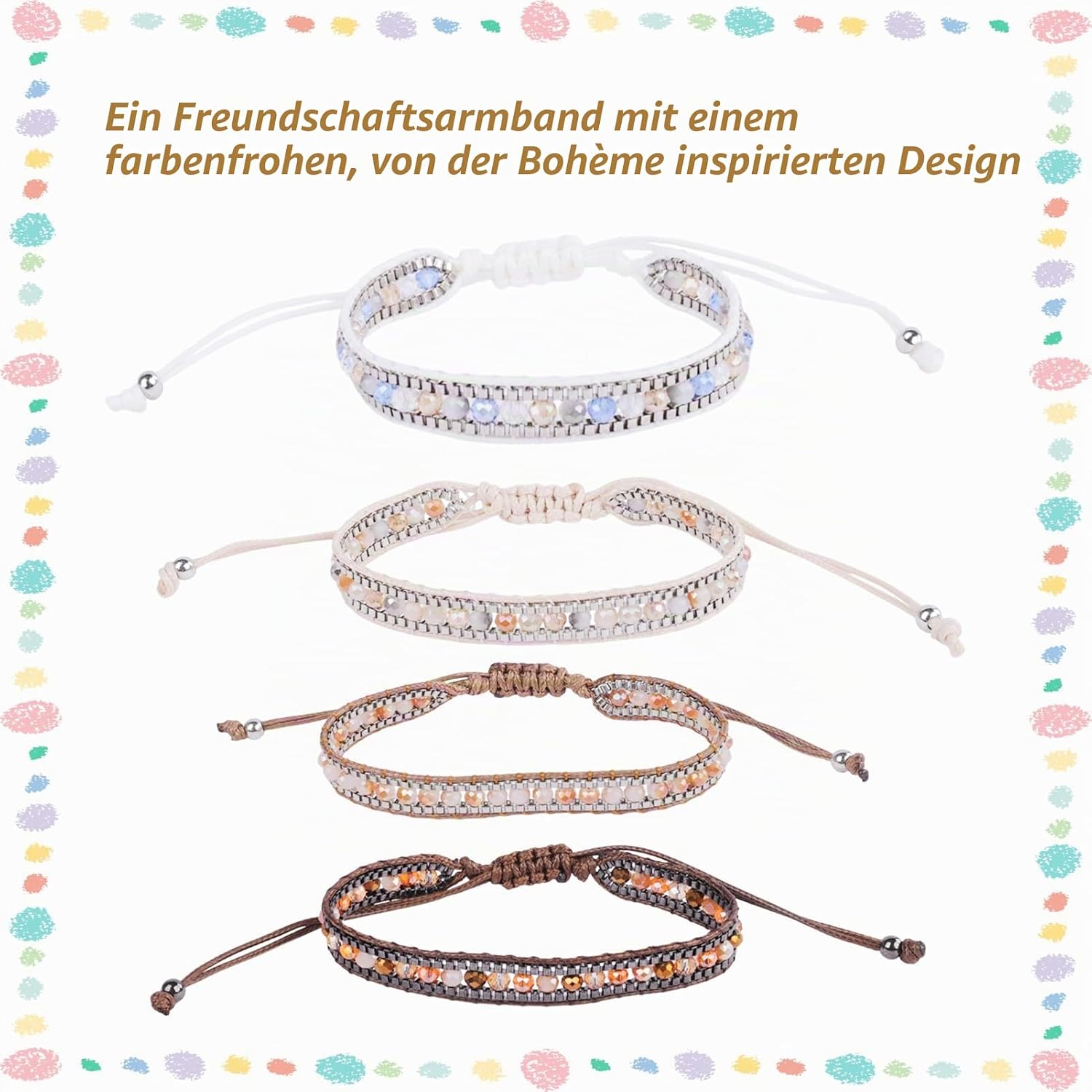 Detalle de FENGJIAHUI Hutbänder – Geflochtenes, verstellbares Freundschaftsarmband im Bohème-Stil, handgefertigt für Damen, Herren und Fußkettchen
