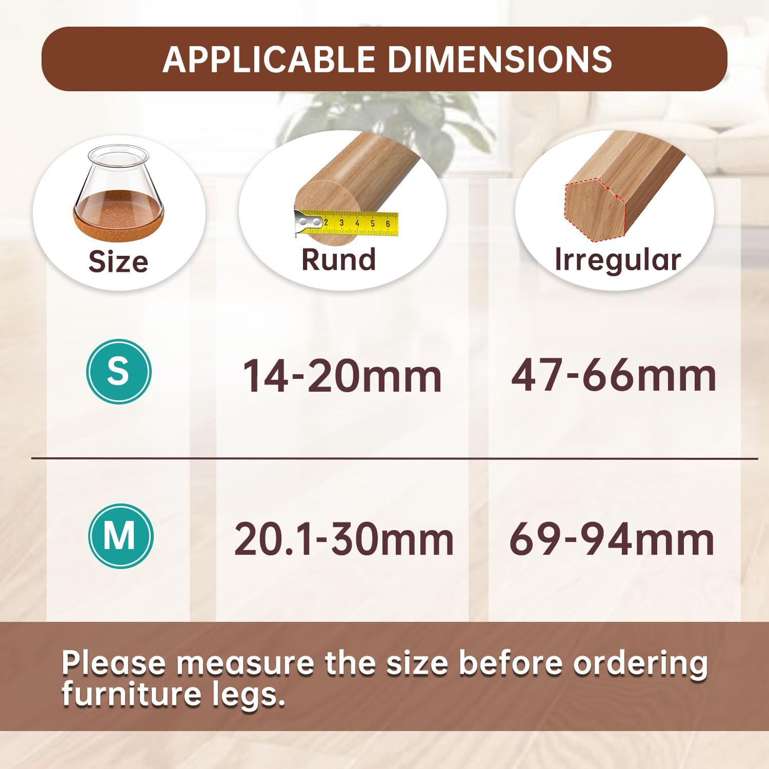 Detalle de 32 gommini/feltrini in silicone per sedie con gambe rotonde (14–20 mm)