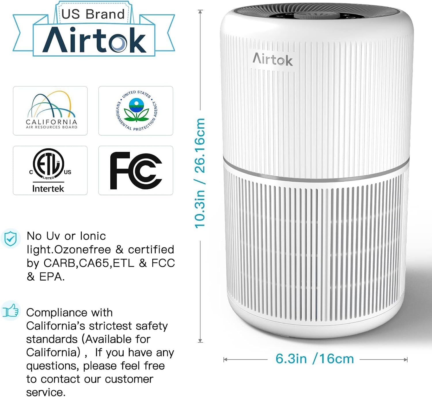 Detalle 2 de AIRTOK air purifier with H13 HEPA filter