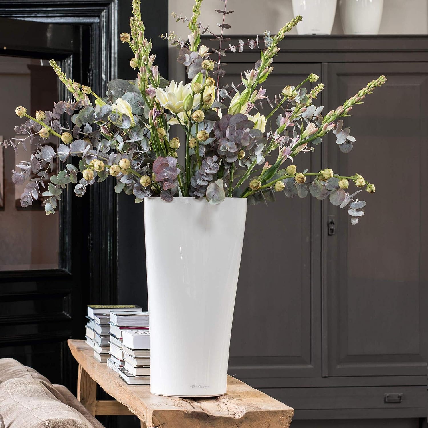 Detalle de Lechuza Pot de Fleurs d'Interieur Premium Delta Rouge Scarlet avec Réserve d'Eau Intégrée