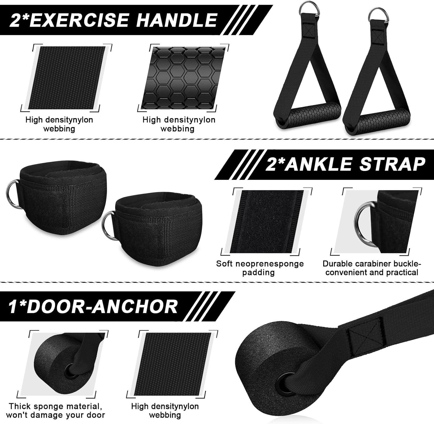 Thumbnail 4 de ezmyma Bande élastique de musculation (lot de 5) avec poignées, sangles de cheville et ancrage de porte