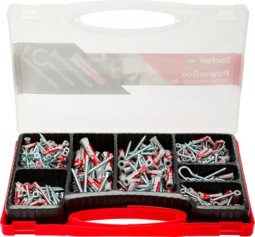 Detalle de Fischer PowerBox 180 Tasselli DuoPower con Viti e Ganci – 360 pezzi