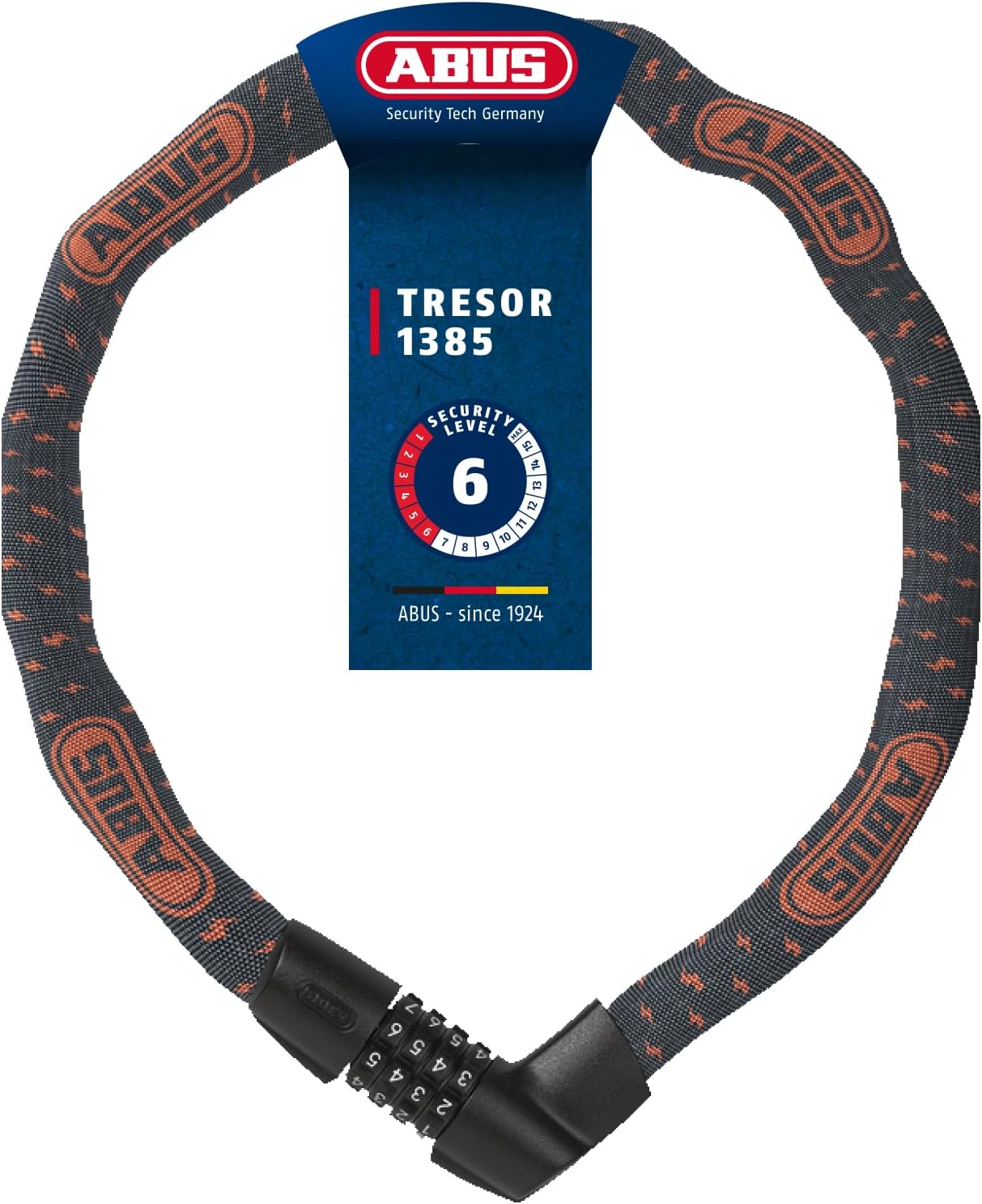 Detalle de ABUS Kettenschloss Tresor 1385/75 – Zahlenschloss aus gehärtetem Stahl, 75 cm, 6 mm Vierkantkette