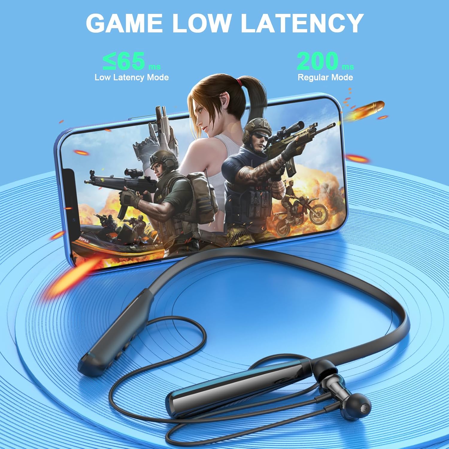 Thumbnail 6 de Nsyee Bluetooth 5.4 Neckband Earphones 80h