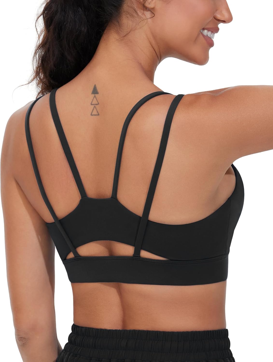 Detalle 2 de THE GYM PEOPLE reggiseno sportivo da donna con doppia cinghia di spaghetti e spalline imbottite