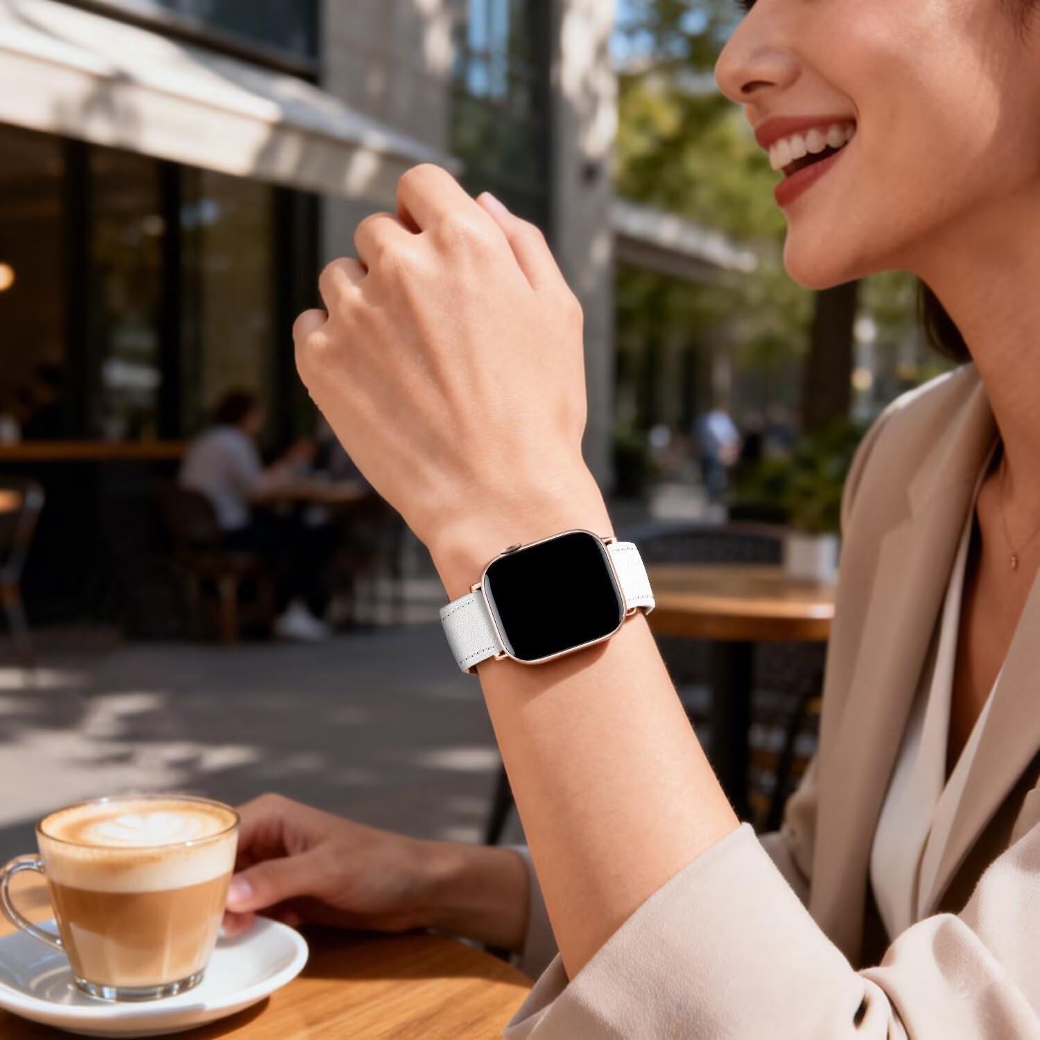 Detalle 2 de Bracelet cuir NEMUALL compatible Apple Watch SE 3 (40 mm) / Series 11-10 (42 mm) et autres tailles