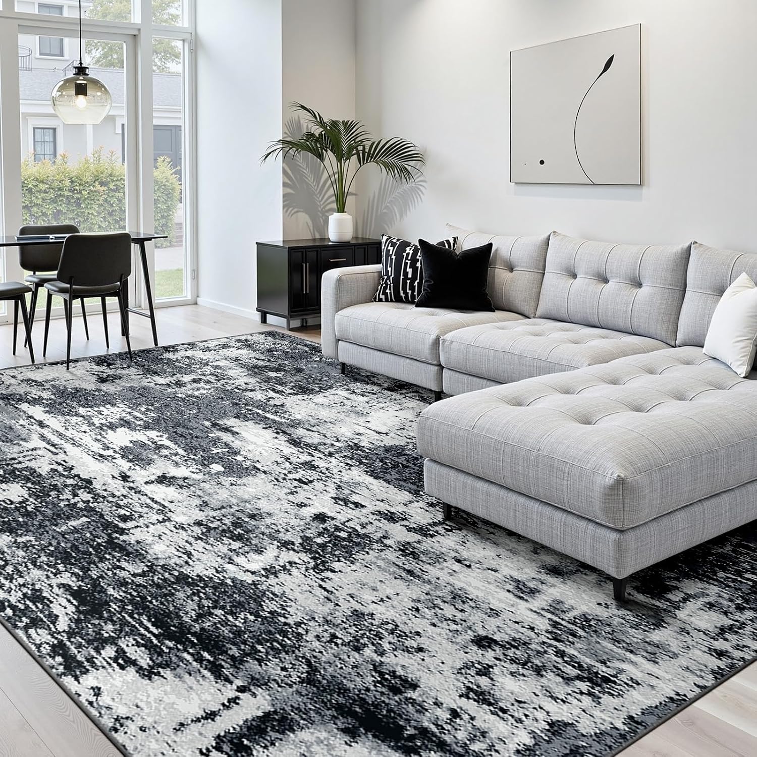 Detalle de RELEANY Washable Area Rug 8'x10' Modern Abstract