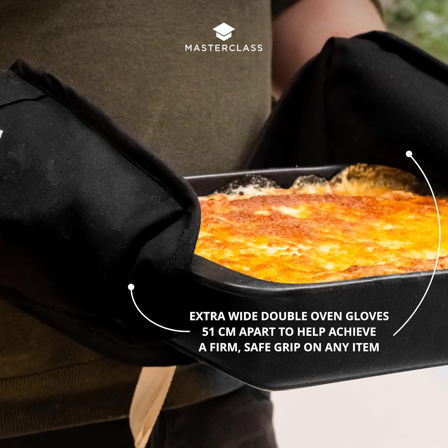 Thumbnail 3 de KitchenCraft MasterClass Deluxe Double-Gant de Cuisine, Coton, Noir