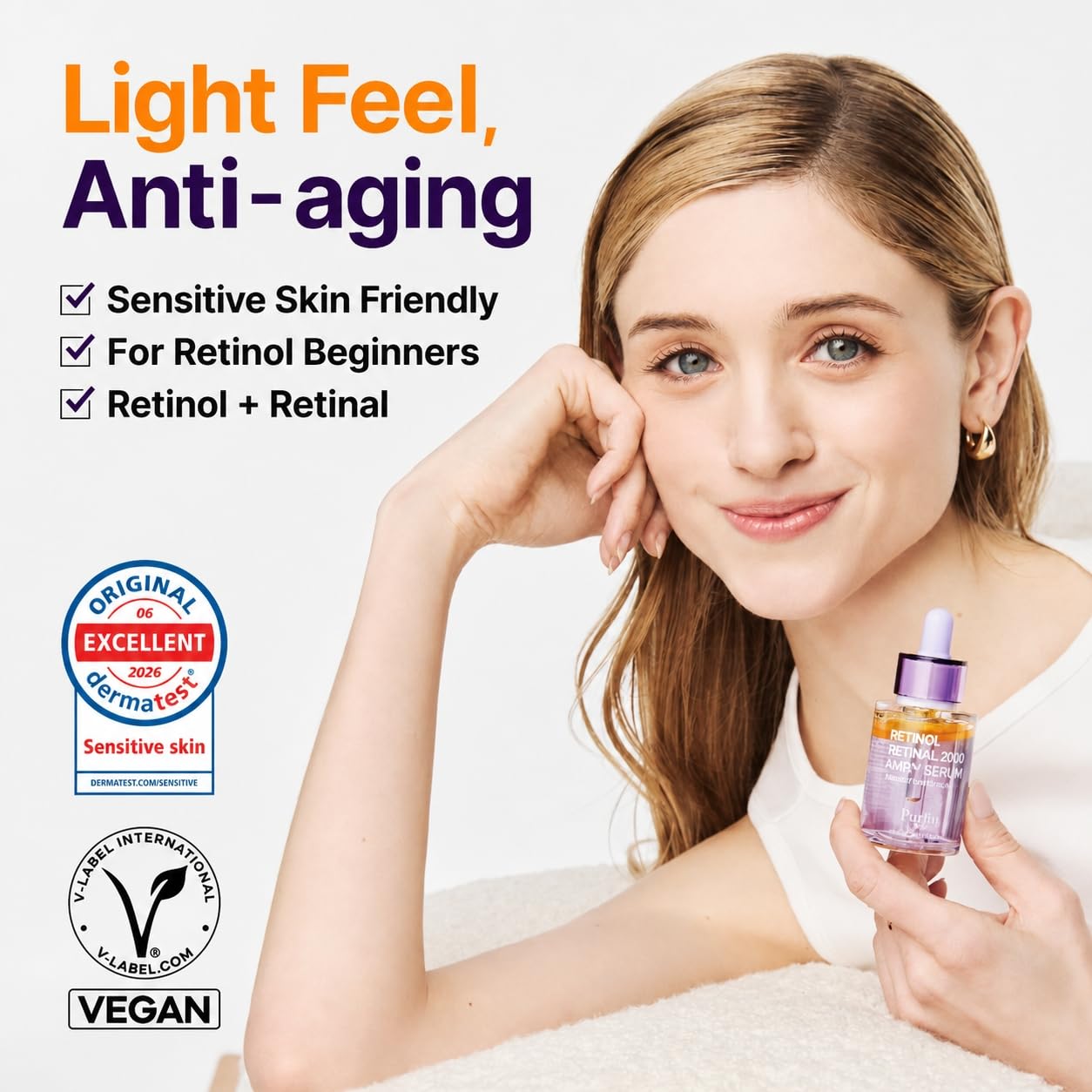 Detalle de PURITO Retinol 0.1% + Retinal 0.1% Anti-Aging Serum – Dual-Retinol-Formel für glattere Haut