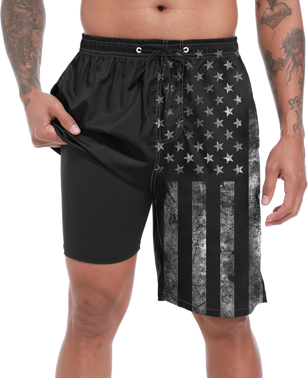 Detalle de FT FENTENG 9" Big & Tall 2-in-1 Swim Trunks with Compression Liner