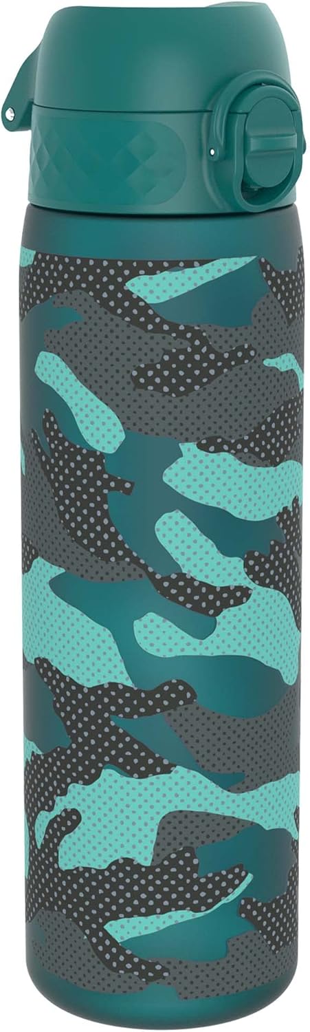 Detalle de Ion8 Water Bottle 500ml/18oz – Slim, Leak-Proof, BPA-Free (Aqua, Camo)