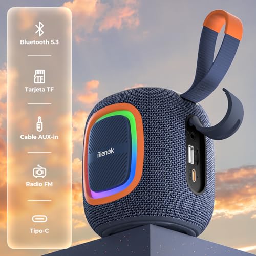 Detalle 2 de RIENOK Cassa Bluetooth portatile potente con radio FM e LED 🔊