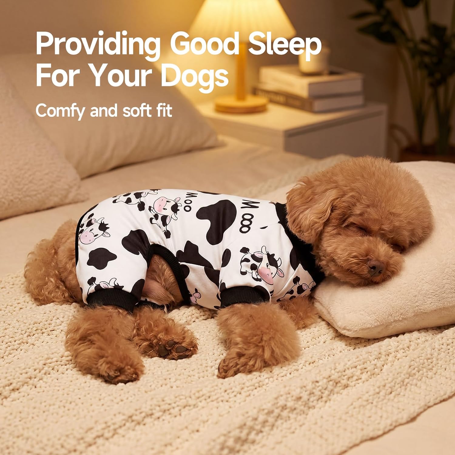 Thumbnail 4 de XPUDAC Medium Cow-Print Dog Pajamas, Stretchy Four-Leg Pet Jumpsuit