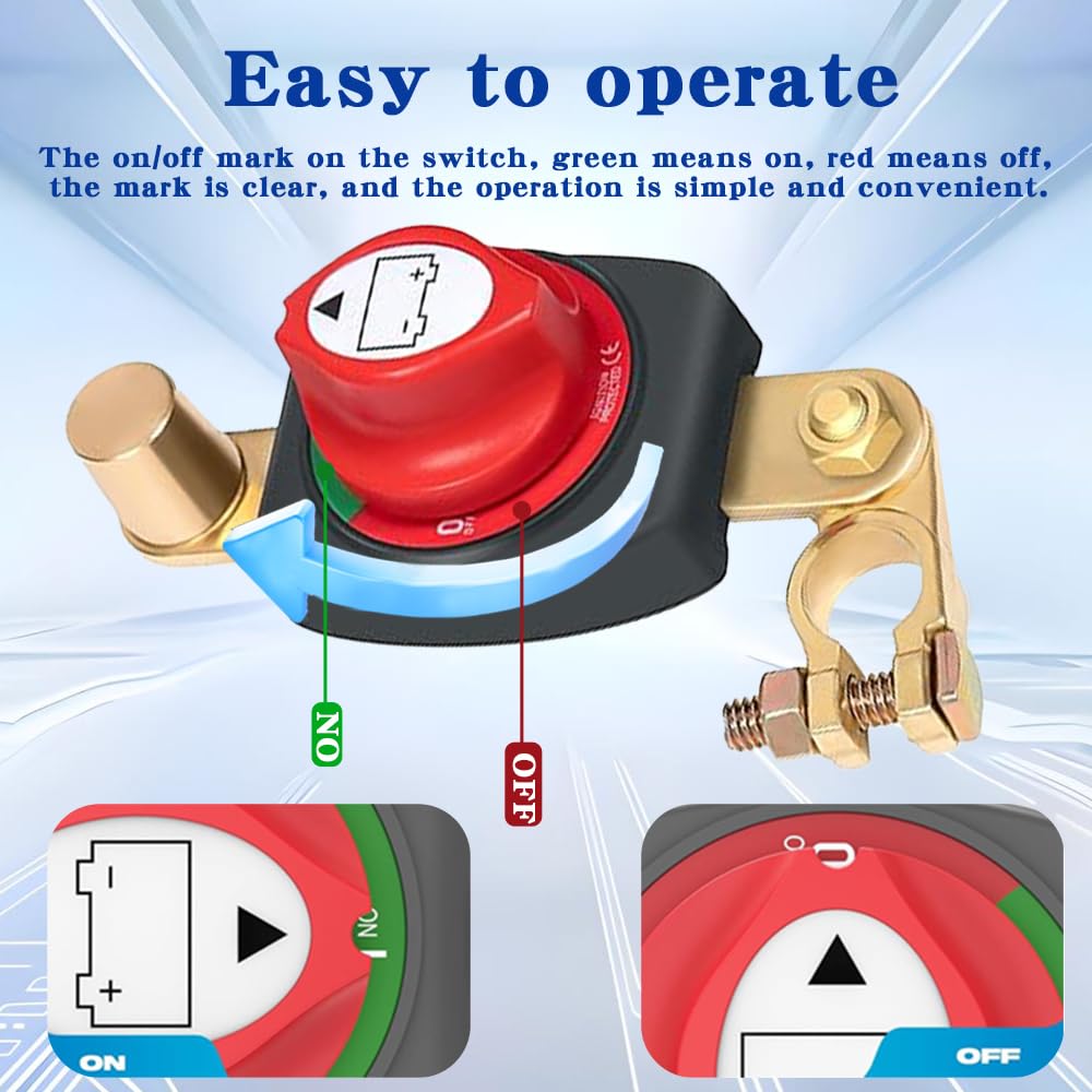 Thumbnail 4 de Batterie Trennschalter 12V–48V wasserdicht mit erhöhten Batteriepole – Batteriehauptschalter für Auto, Motorrad, Marine & Caravan