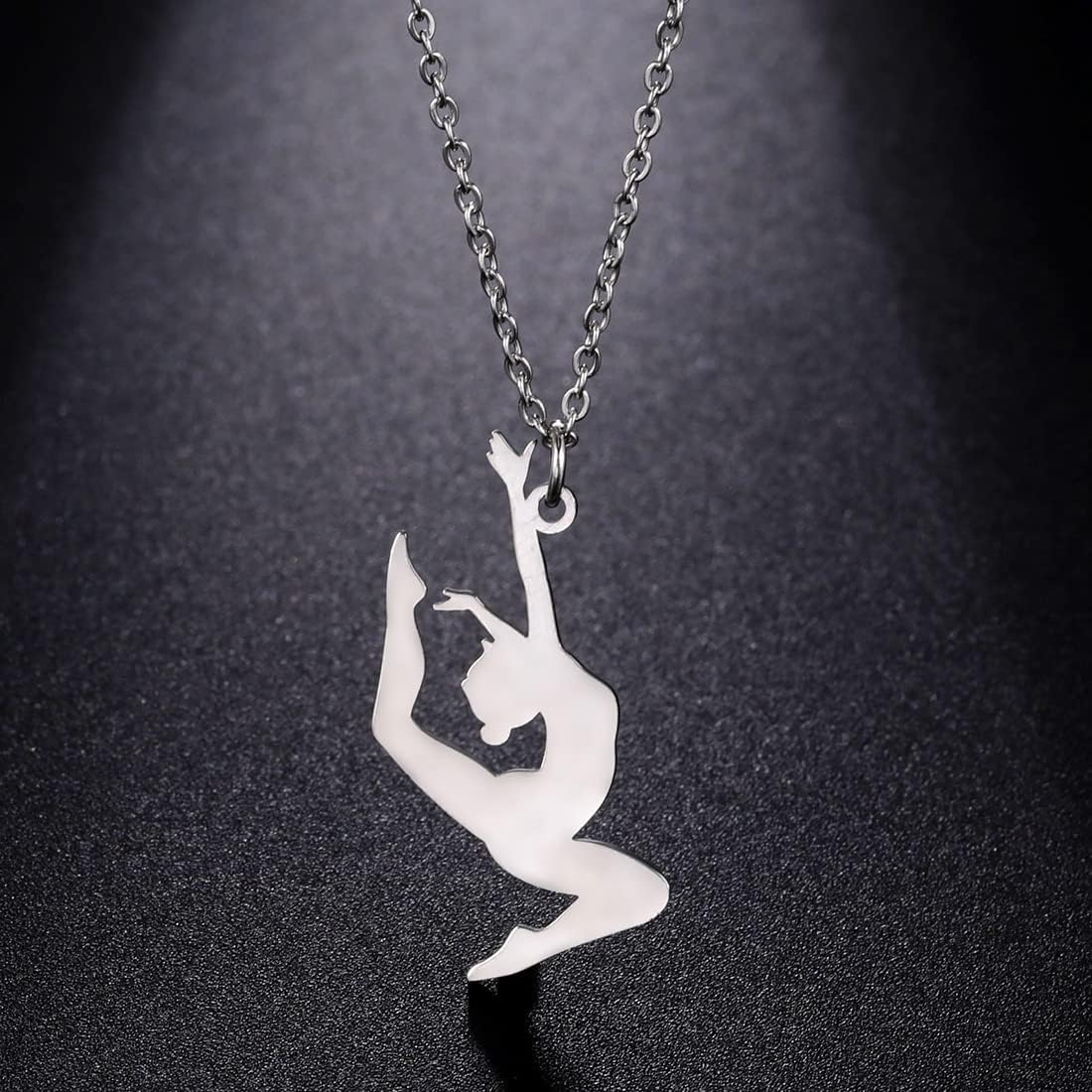 Detalle de EUEAVAN Turner-Anhänger Halskette mit Gymnastik-/Ballett-Motiv – Choker-Schmuck für Mädchen, Damen & Team